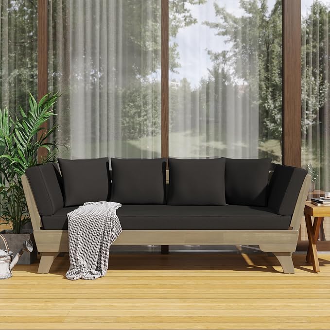 Merax Outdoor Patio Daybed Sofa, 3-Seat Sofa by Merax