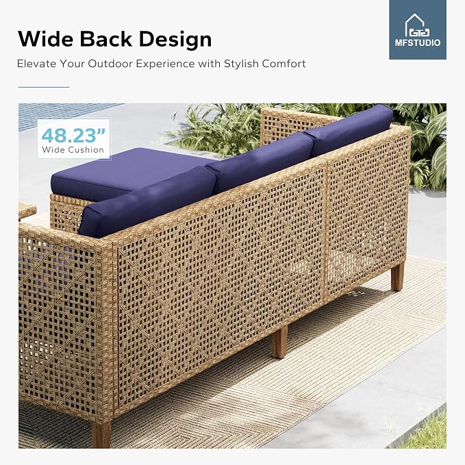 MFSTUDIO Wicker Patio Furniture Set, Rattan Outdoor Couch Sectional Sofa - Image 3