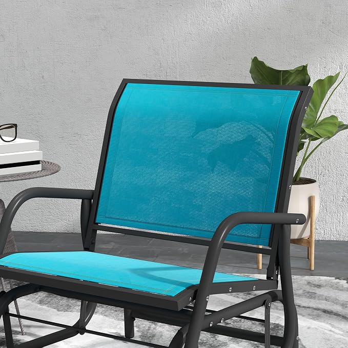 Outsunny Porch Glider Set of 2, Metal Frame Swing Glider Chair - Image 8