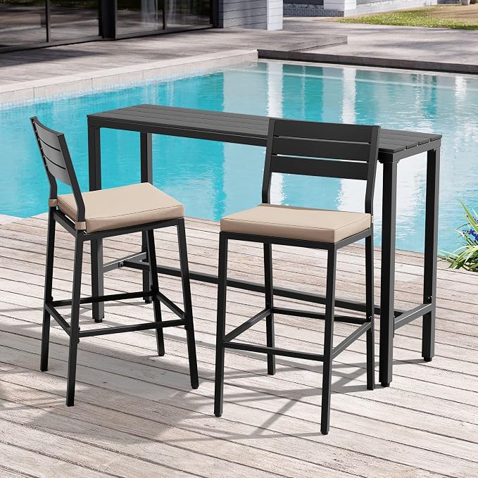 Crestlive Products Outdoor Bar Table and Chairs Set, 3 Piece Outside Patio Bar - Image 8