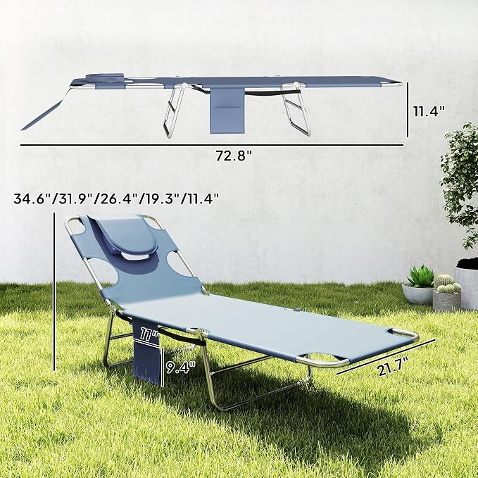 Outsunny Chaise Lounge Chair Outdoor Set of 2 - Image 3