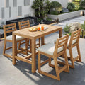 Merax 5-Piece Outdoor Patio Bar Set, Acacia Wood Bistro Table and Chairs by Merax
