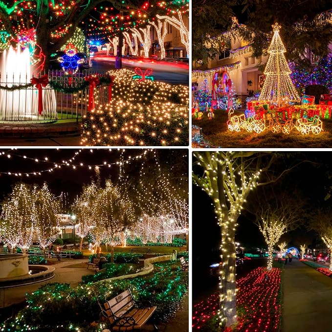 Dazzle Bright 2 Pack Total 400LED 132FT Warm White Christmas Solar String - Image 7