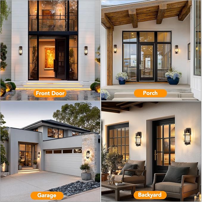 Water Ripple Wall Lantern, Outdoor Front Porch Light Fixtures Wall Mount - Image 7