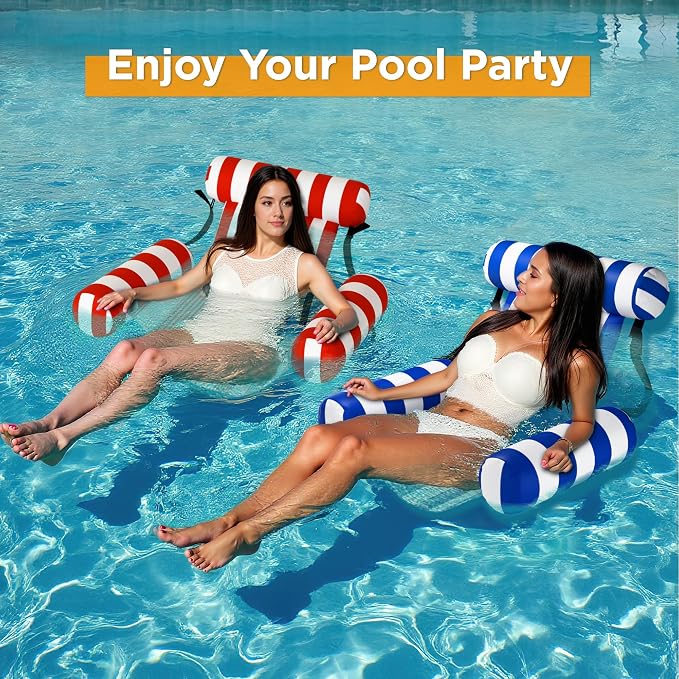 Funscape Pool Floats Chairs Adult, 2 Packs Heavy Duty Inflatable Swimming Pool - Image 7