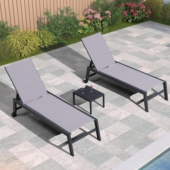 PURPLE LEAF Outdoor Chaise Lounge Set of 4 Aluminum Patio Chair - Image 2