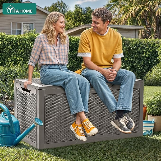 YITAHOME 100 Gallon Outdoor Storage Box, Large Water Resistant Resin Deck Box - Image 2
