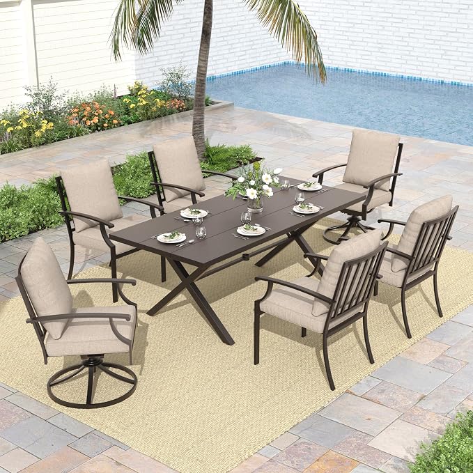 ALAULM 7-Piece Patio Dining Table and Chairs by ALAULM