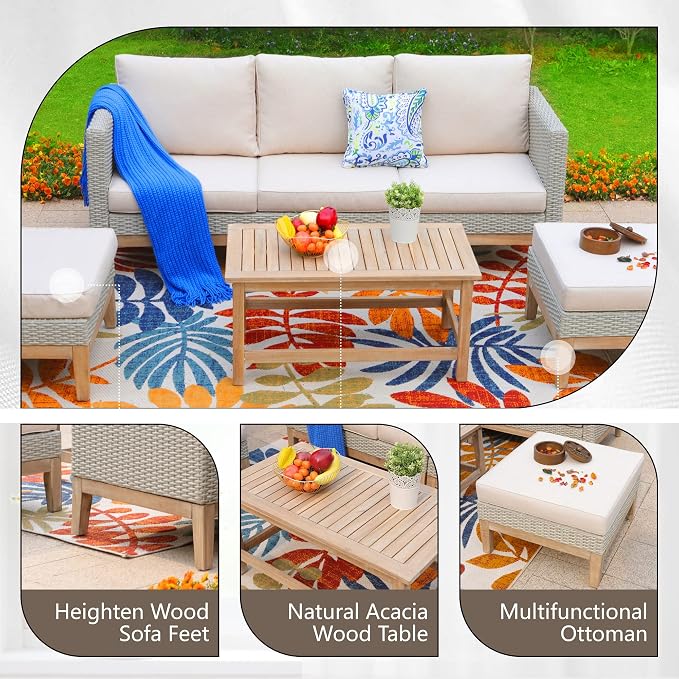 Sophia & William Outdoor Patio Furniture Sets, 5-Piece All-Weather Patio - Image 5