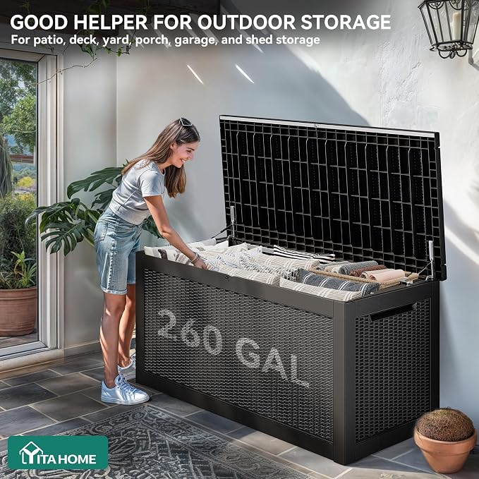YITAHOME 260 Gallon XXL Large Deck Box, Outdoor Resin Storage Box, Lockable - Image 2