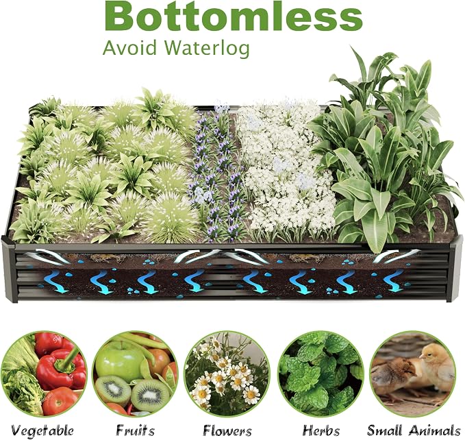 8x4x1ft Raised Garden Beds Outdoor Kit, No Support Rod, Metal Raised Garden Beds - Image 4