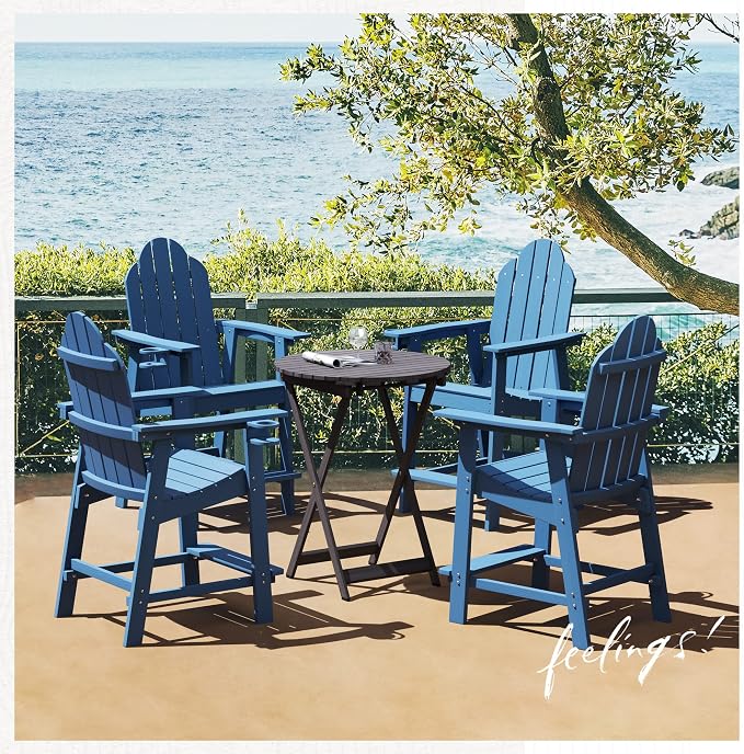 LUE BONA Tall Adirondack Chair Set of 2, All Weather HDPS Bar Height Adirondack - Image 7