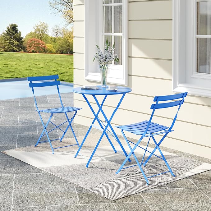 GarveeLife 3-Piece Folding Bistro Set, Foldable Patio Furniture Set - Image 8