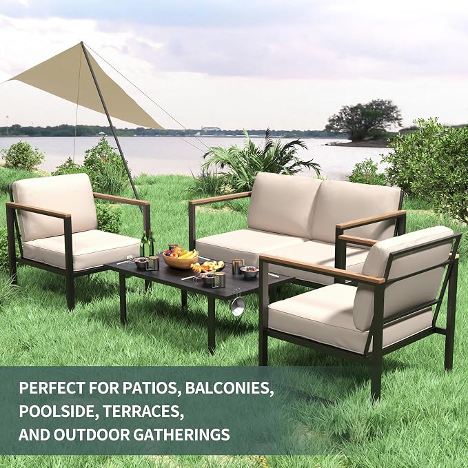 GarveeLife 4 Piece Metal Outdoor Conversation Set - Image 2