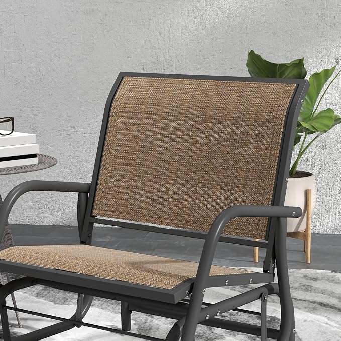 Outsunny Porch Glider Set of 2, Metal Frame Swing Glider Chair - Image 8