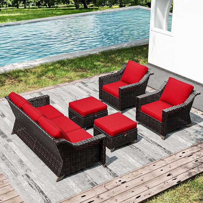 Joyside Wicker Patio Furniture Sets, 5 Pieces Upgraded Large Size Outdoor - Image 6