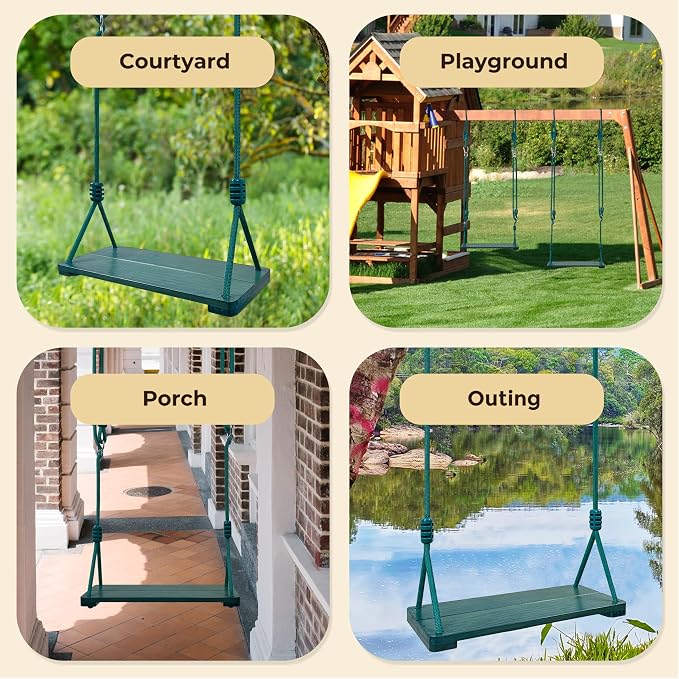 Wooden Swing Seat, Nostalgic Outdoor Wood Swing - Image 5