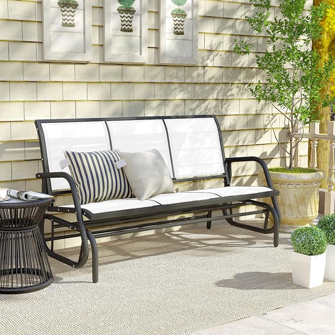 Outsunny 3-Person Patio Glider Bench, Outdoor Porch Glider Swing - Image 10