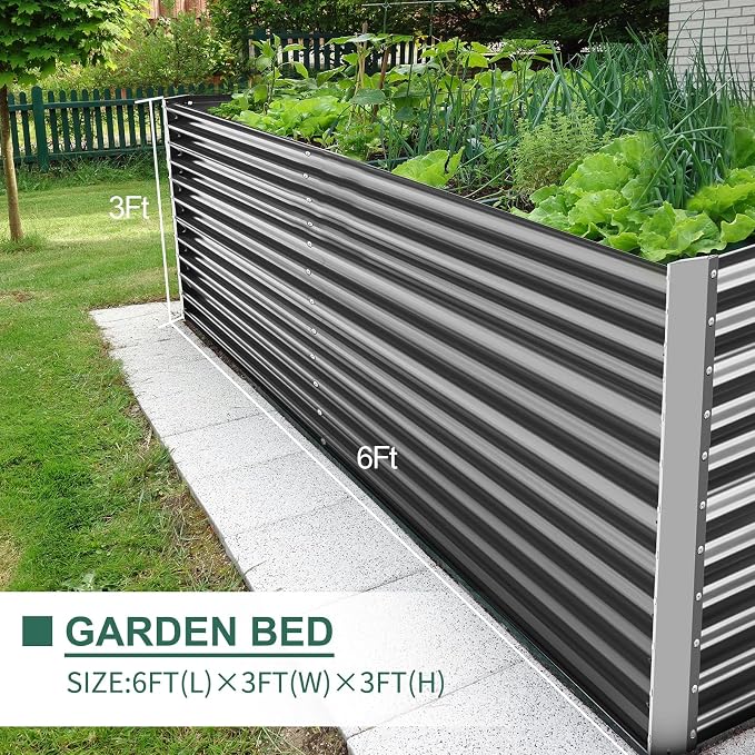 Land Guard 6x3x3ft Rectangular Galvanized Raised Garden Beds, Large-Capacity - Image 3