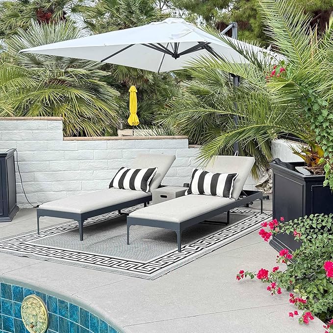 PURPLE LEAF Outdoor Chaise Lounge Set of 2 Aluminum Adjustable Patio Lounger - Image 2