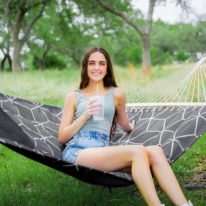 ANOW Outdoor Hammock with Spreader Bars and Detachable Pillow, 2 Person Hammock - Image 2