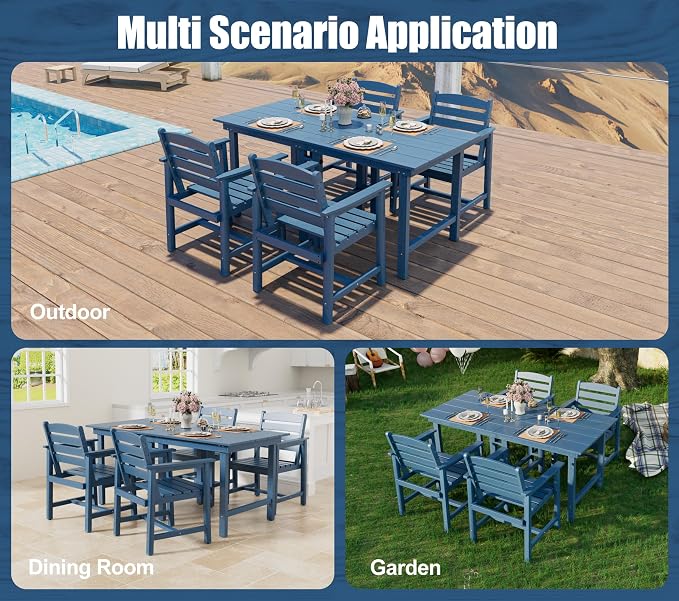 Anbuy Patio HDPE Dining Table Set, 5-Piece Outdoor Dining Table Sets, 2 in 1 - Image 6