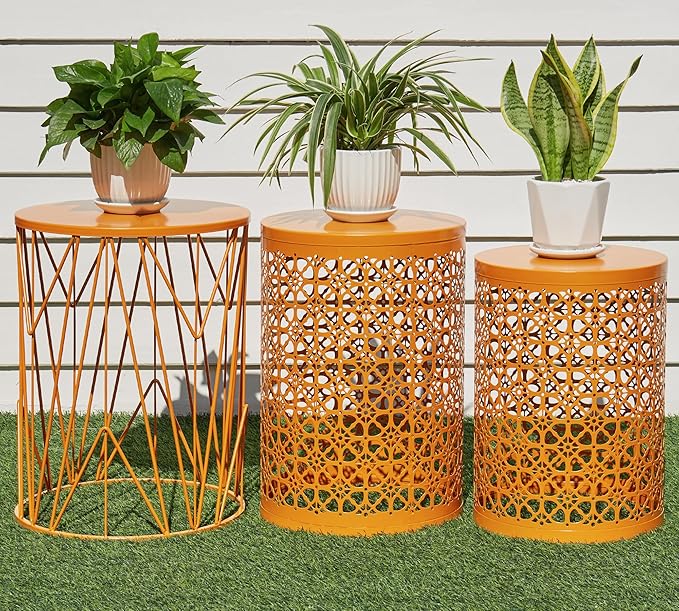 HFHOME Set of 3 Heavy-Duty Round End Side Table, Coffee Table by HFHOME