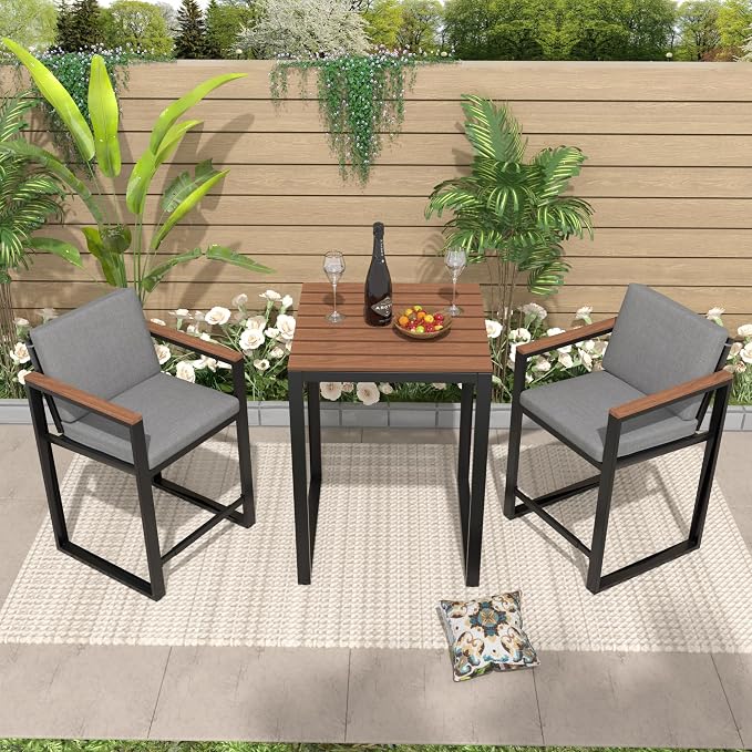 NATURAL EXPRESSIONS 3-Piece Bar Table and Chairs Set, Outdoor Bar Set - Image 8