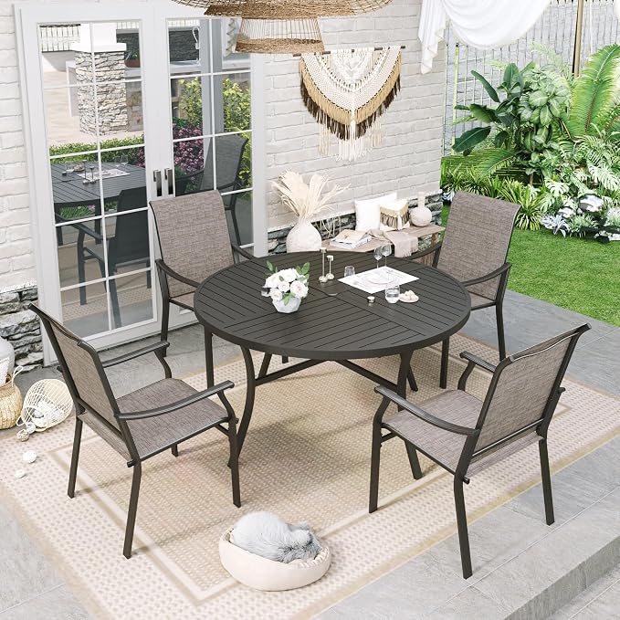 Sophia & William Outdoor Dining Set 5 Pieces, 4 Comfortable Textilene Chairs - Image 2