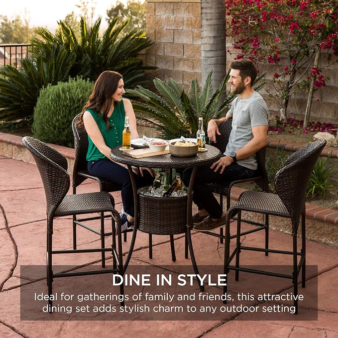 Best Choice Products 5-Piece Outdoor Wicker Bar Table Bistro Set Dining - Image 6