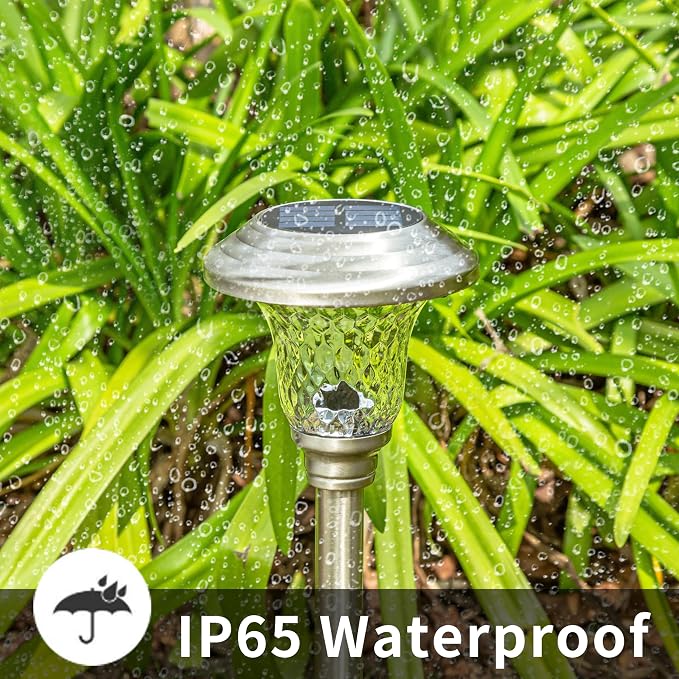 GIGALUMI 8 Pack Solar Pathway Lights, Solar Garden Lights Outdoor Warm White - Image 5