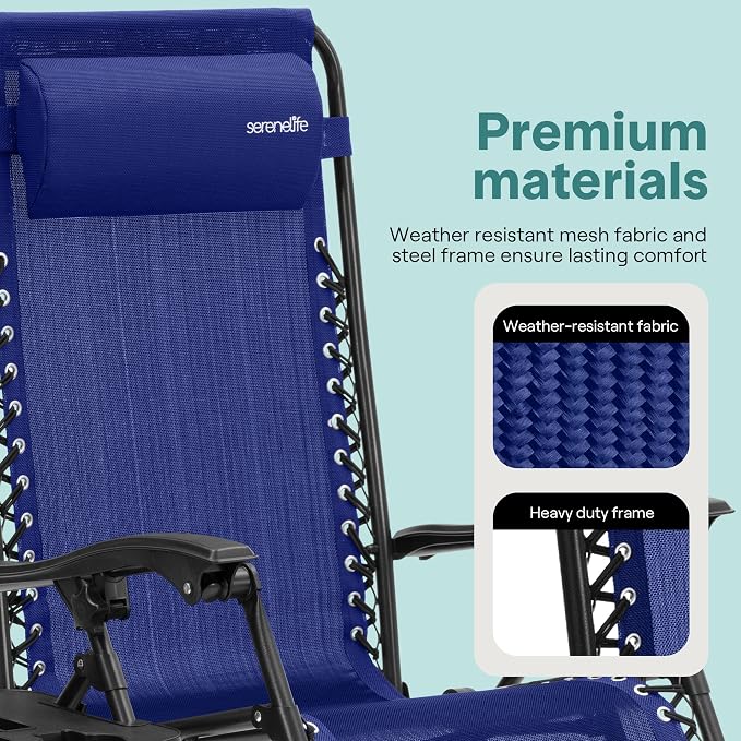 SereneLife Outdoor Zero Gravity Lounge Chair Set - Image 7