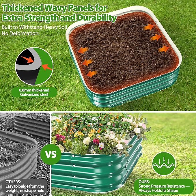 Galvanized Raised Garden Bed for Gardening, Modular Above Ground Growing - Image 5