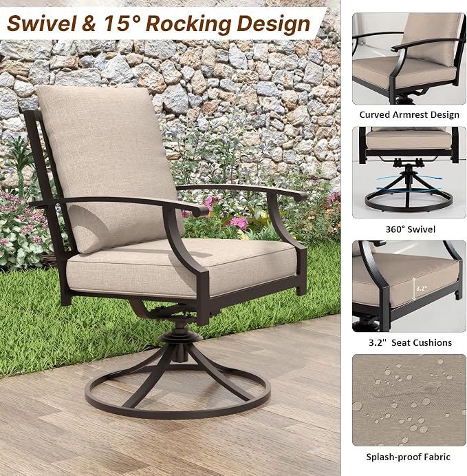 ALAULM 9-Piece Patio Dining Table and Chairs - Image 4