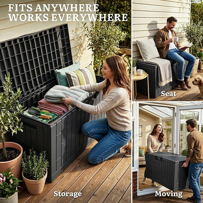 YITAHOME 60 Gallon Outdoor Storage Box, Lockable Resin Deck Box - Image 7