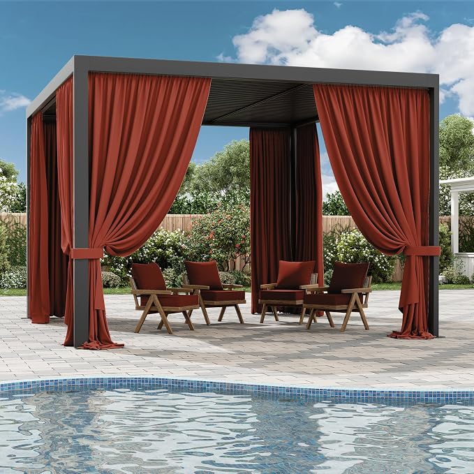 Gazebo Universal Replacement Privacy Curtain, 4-Panels Sidewall Curtains - Image 6