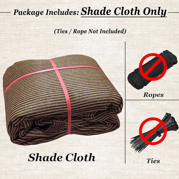 10x13ft Shade Cloth with Grommets, 90% Sun Shade Cloth, Coffee Brown, Outdoor - Image 7