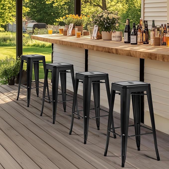 Yaheetech 30 Inch Metal Bar Stools Set of 4, Bar Height Backless Bartools - Image 9