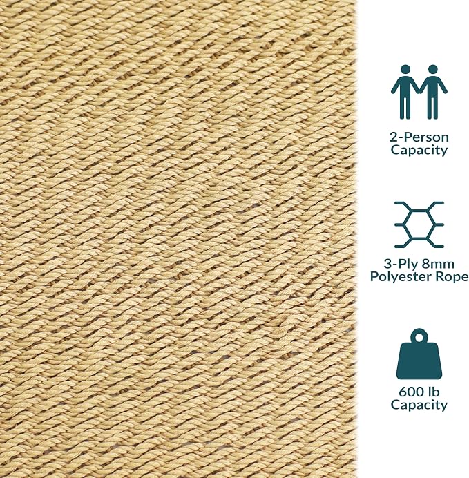 Sunnydaze Soft-Spun Polyester Rope Double Hammock - Image 3