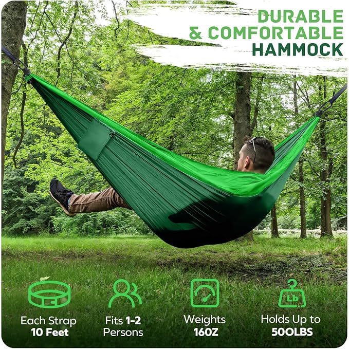 Camping Hammock Lightweight, Portable Hammocks Parachute Hammock - Image 6