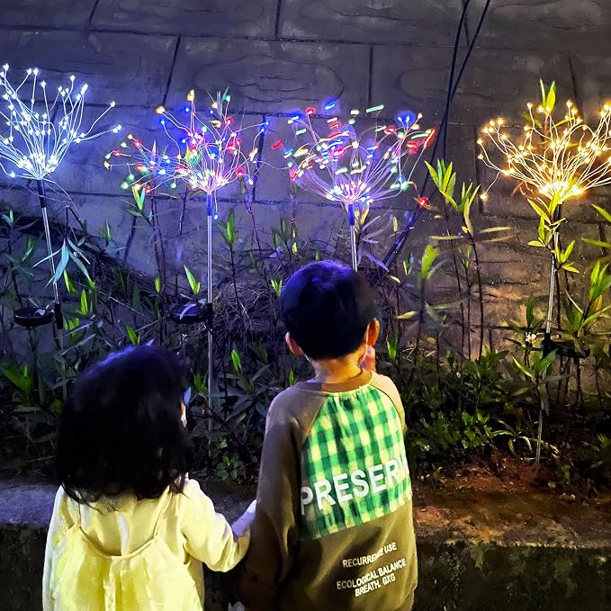 JJGoo Solar Firework Lights, 2 Pack 120 LEDs 2 Lighting Modes Solar Garden - Image 8