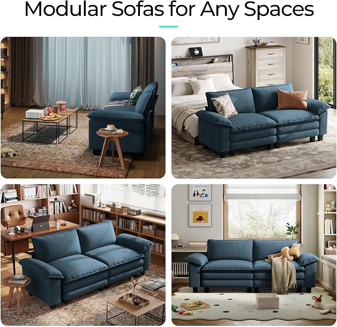 LINSY HOME 90'' Cloud Loveseat Sofa, Modular Sectional Couches Corduroy Cloud - Image 7