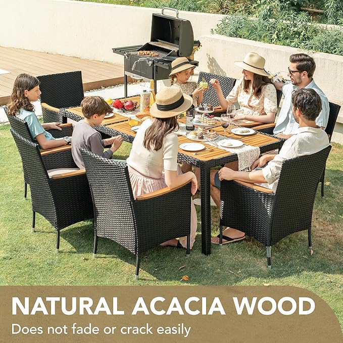Devoko Outdoor Patio Dining Sets 9 Pieces Wicker Outdoor Dining Table and - Image 3