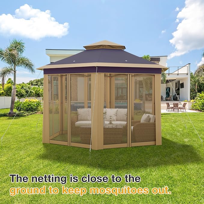 GAOMON Heavy Duty 13x13ft 6-Sided Pop-Up Gazebo Tent – Double Vented Roof - Image 5