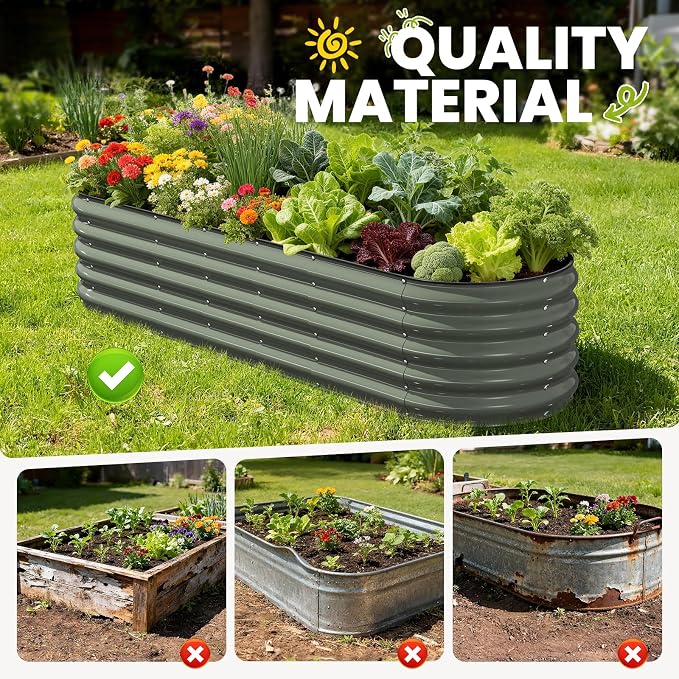 Galvanized Raised Garden Bed 8x2x1.5 FT, Oval Metal Raised Garden Bed Outdoor - Image 2