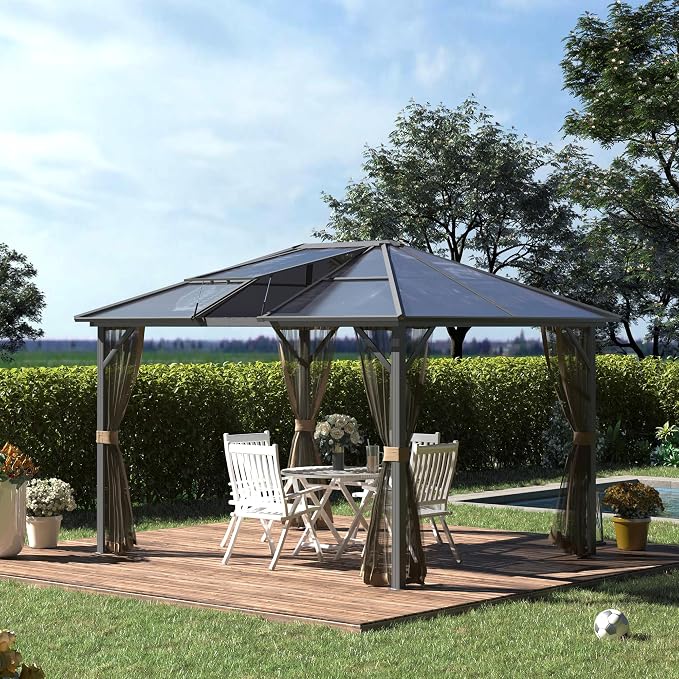 Outsunny 10' x 12' Hardtop Gazebo Canopy - Image 2