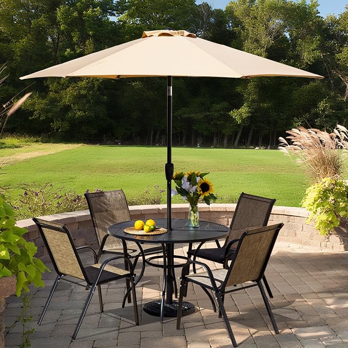 Sour Citrus Round Outdoor Metal Patio Dining Table - Image 8