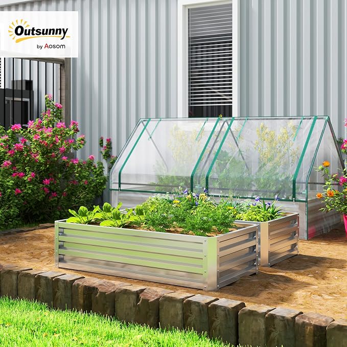 Outsunny Galvanized Raised Garden Bed, - Image 2