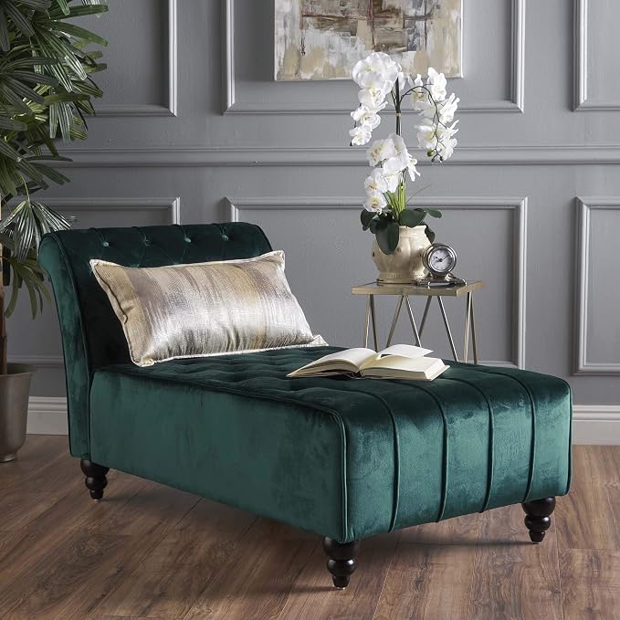 Christopher Knight Home Rafaela Modern Glam Tufted Velvet Chaise Lounge - Image 2