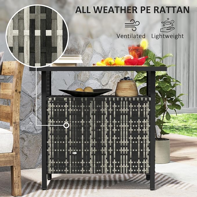 Outsunny Outdoor Pool Towel Storage Cabinet Organizer, Outdoor Bar Table - Image 4